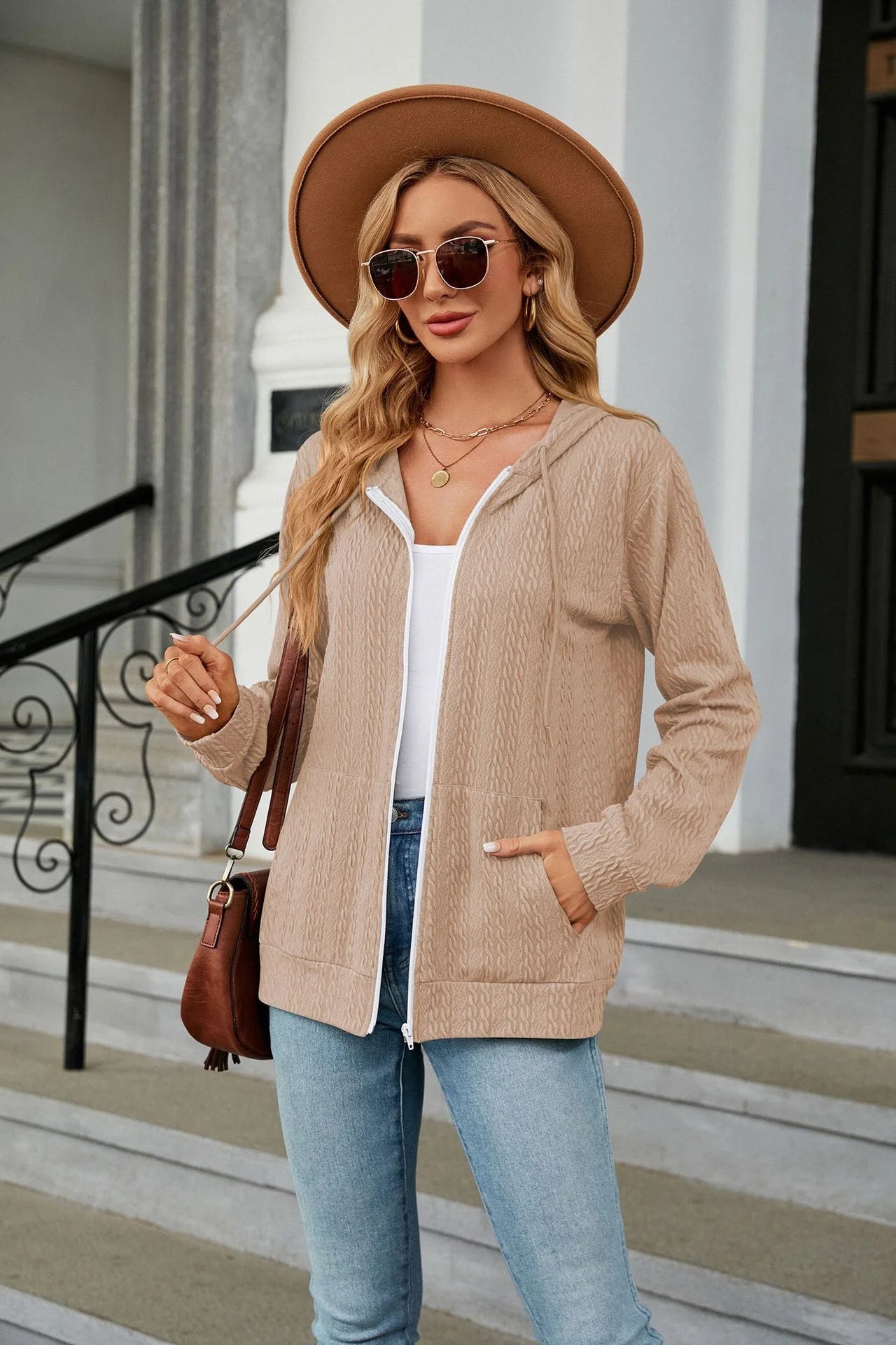 Hooded Zipper Cardigan