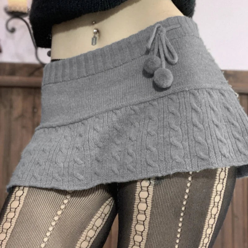 Wool Skirt Hairball Decoration Commuter Skirt