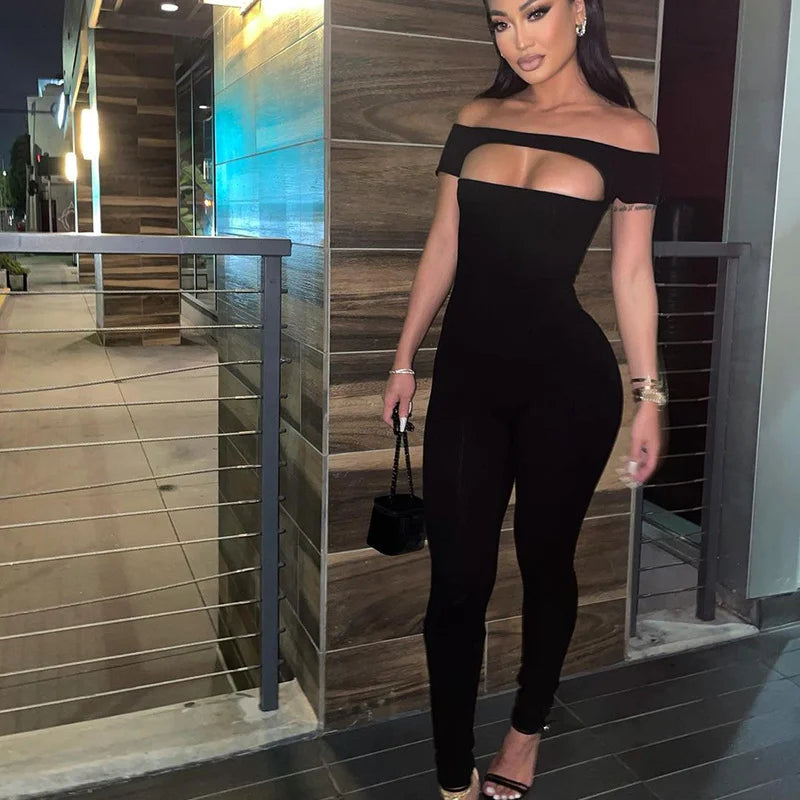 Short-Sleeved Slim-Fit Sports Jumpsuit