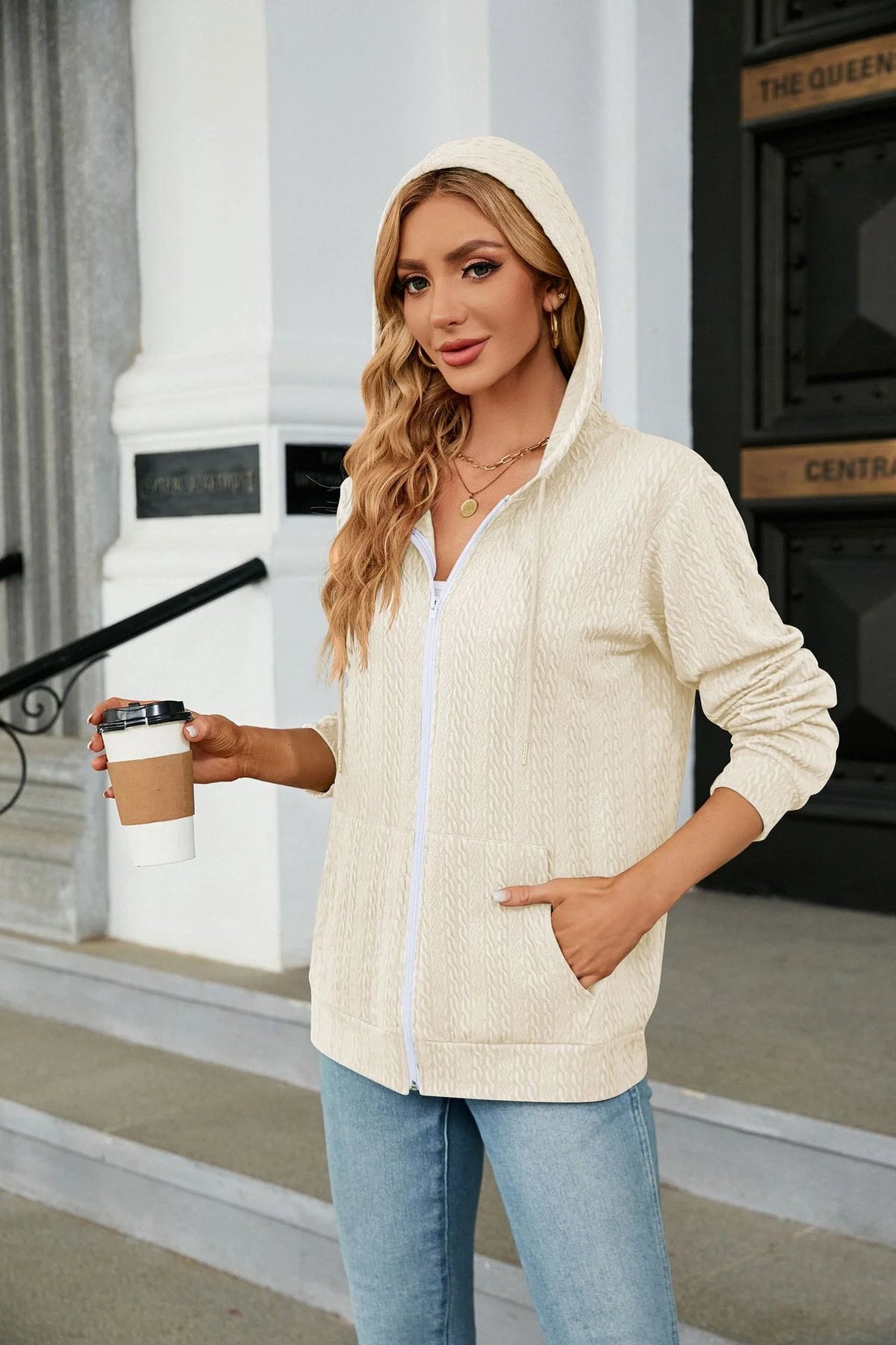 Hoodie Zipper Cardigan Pocket Hoodie Woman
