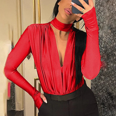V-Neck Long Sleeve Jumpsuit