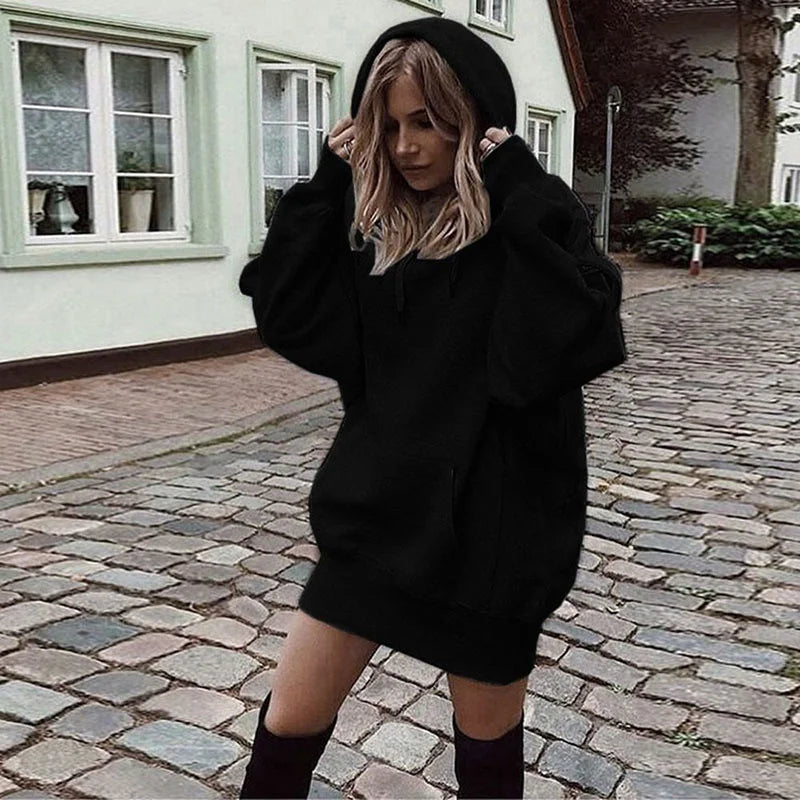 Hooded Baggy Solid Color