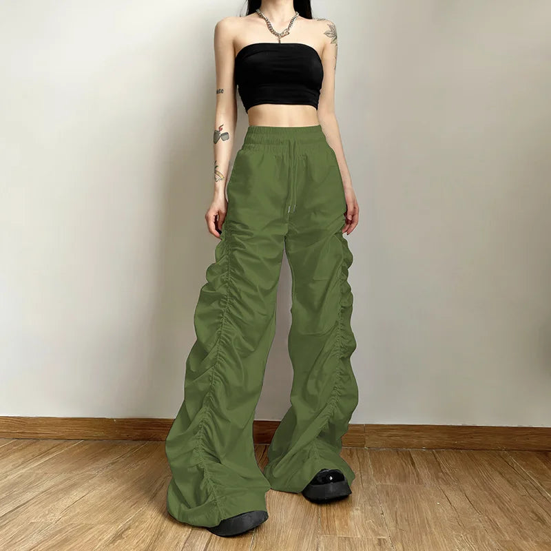 High Waist Hip Drape Loose Belt Casual Pants Woman