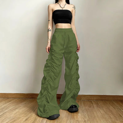 High Waist Hip Drape Loose Belt Casual Pants Woman