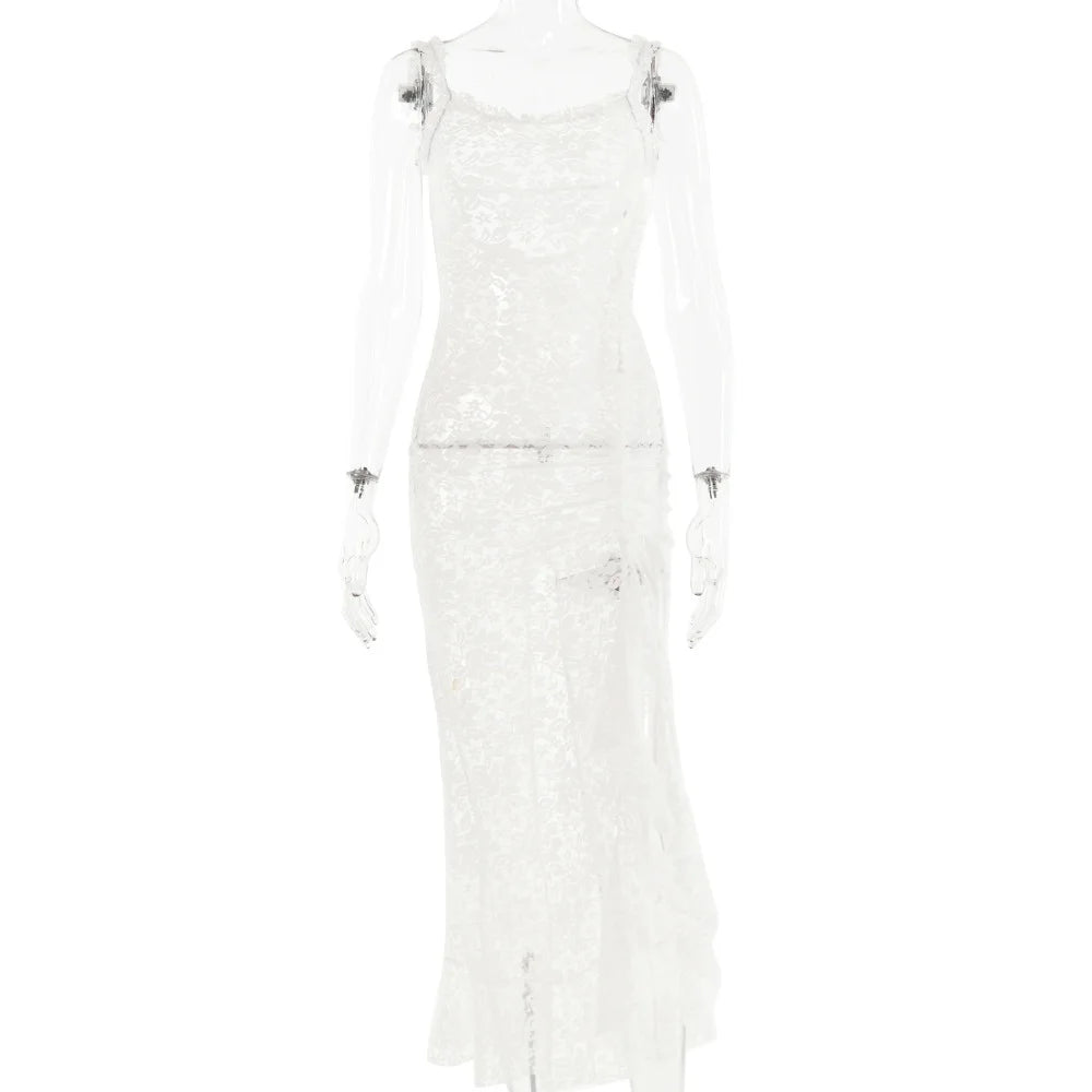 Dresses Sexy Fashion Lace Suspender Stitching Backless Long Hip Skirt
