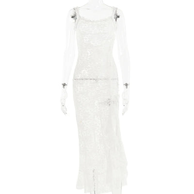 Dresses Sexy Fashion Lace Suspender Stitching Backless Long Hip Skirt