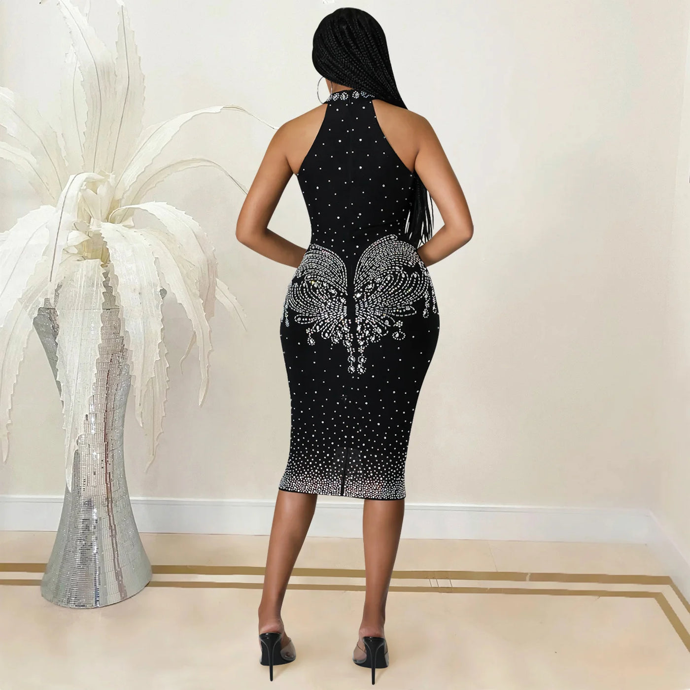 Tight Fitting Diamond Inlaid Dress