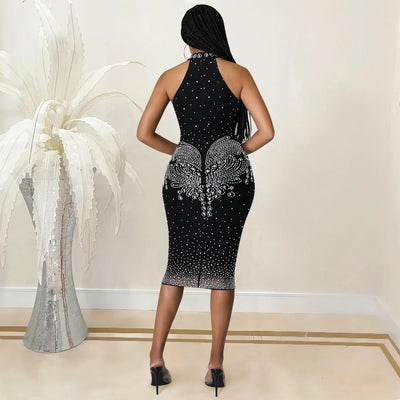 Tight Fitting Diamond Inlaid Dress