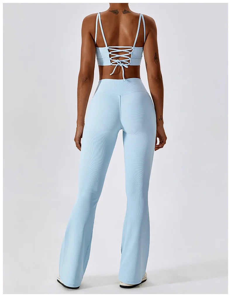 High Waist Cross Wide Leg Sports Flare Pants
