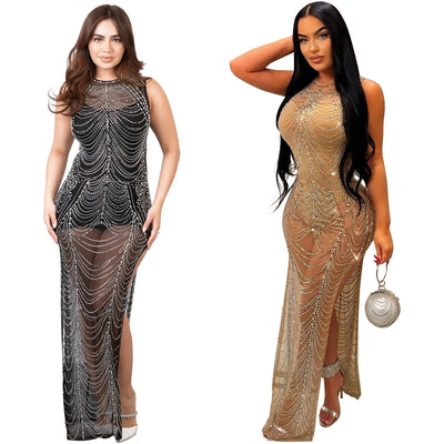 Diamond Sleeveless Long Dress