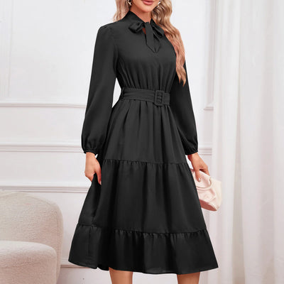 Elegant Slim Temperament Tie Collar Dress