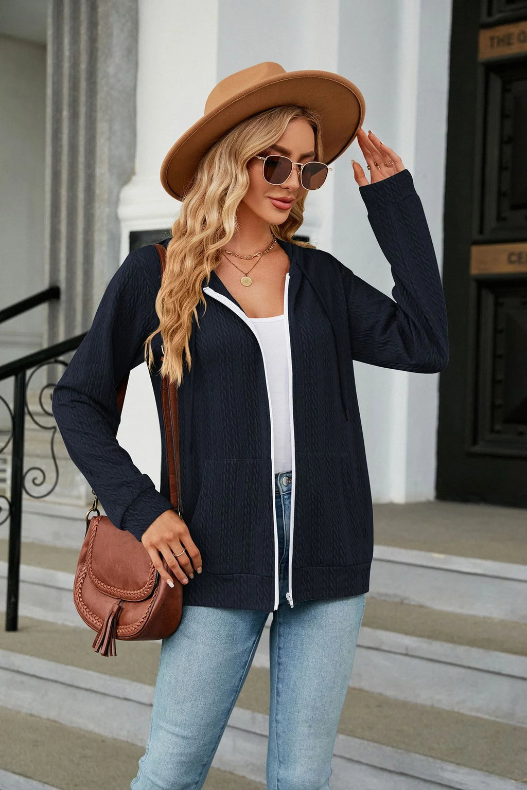 Hoodie Zipper Cardigan Pocket Hoodie Woman