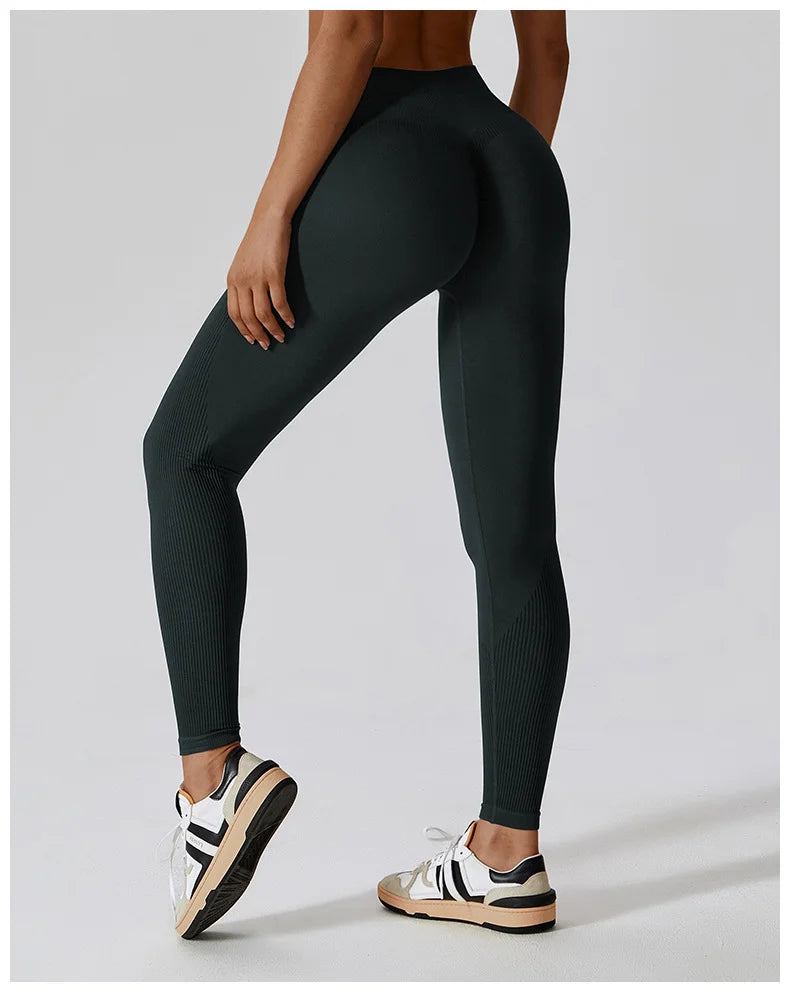 Seamless High Waist Sports Pants with Quick-Drying Hip Enhancer