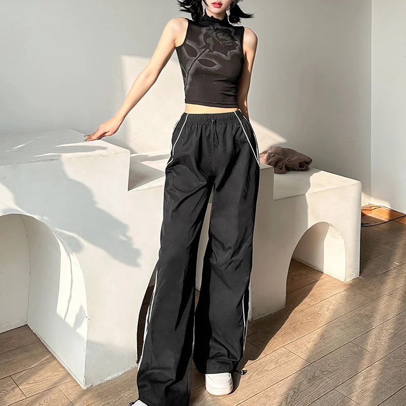 Loose Straight Pants With Drawstring