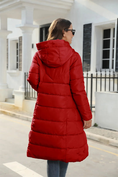 Hooded Women’s Cotton Jacket Mid Length Slim Fit