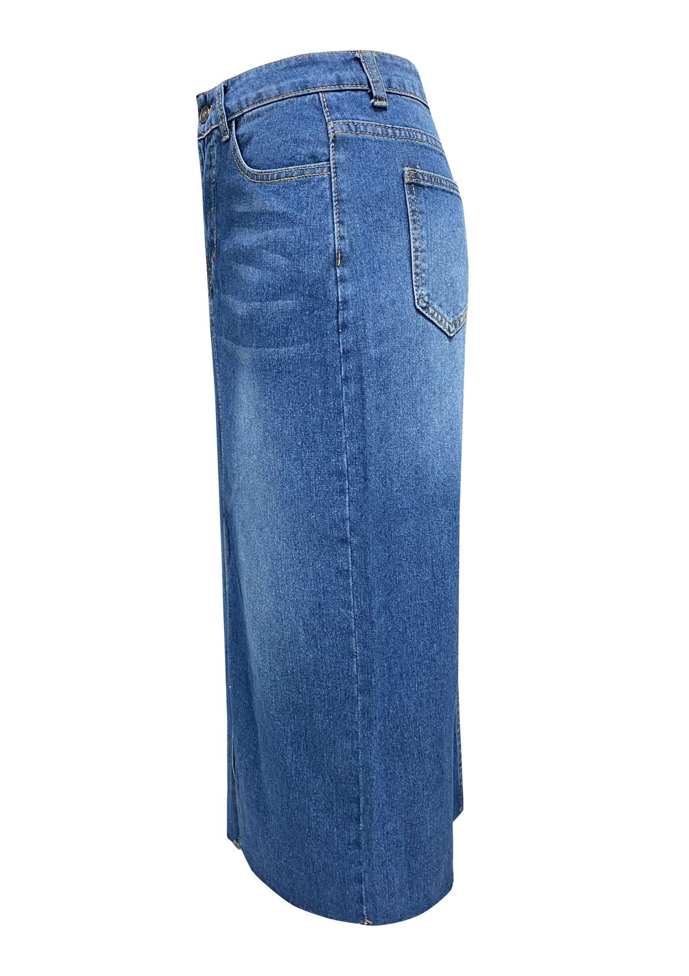 Split Jean High Waist Skirt