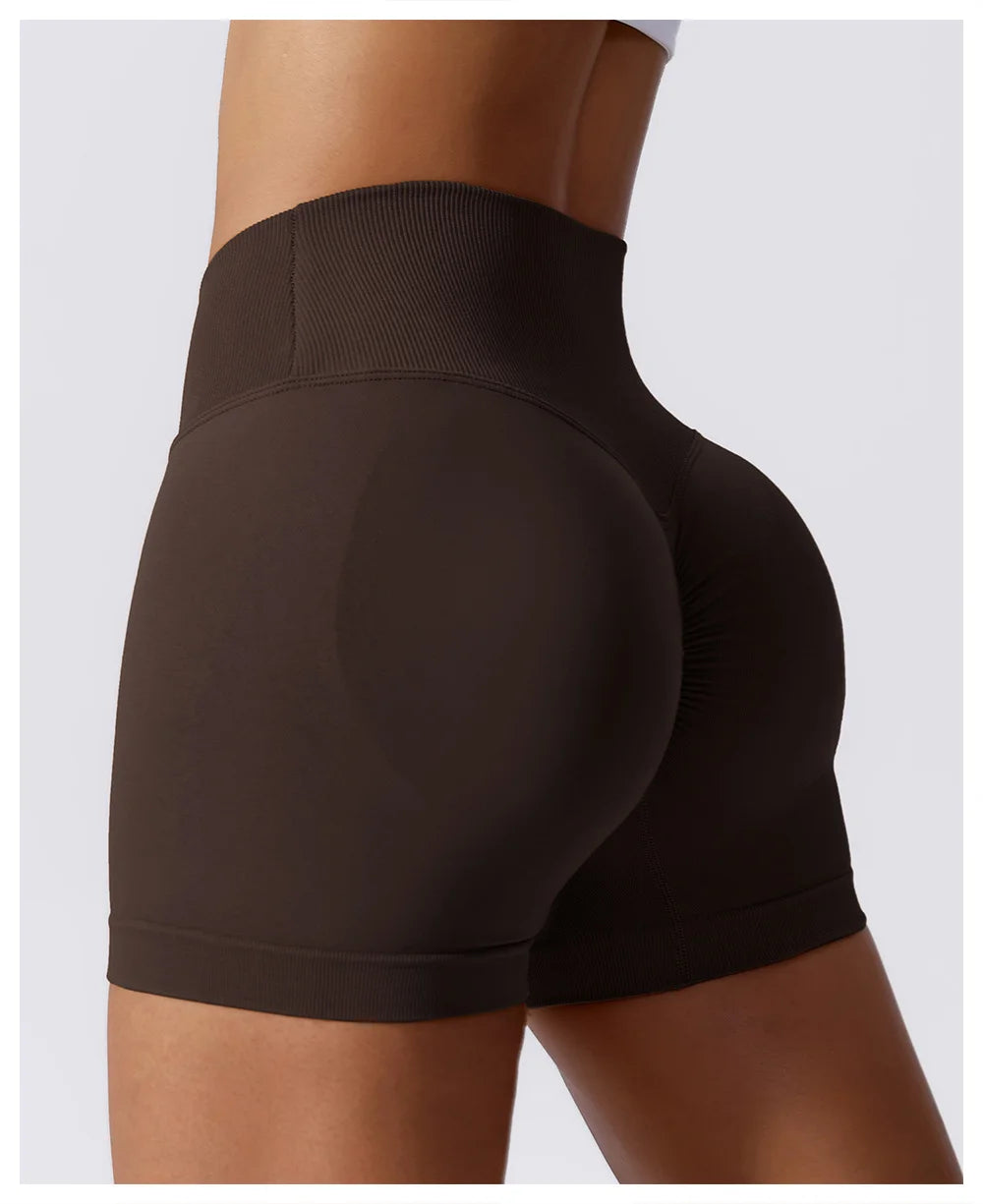 High Waist Running Gym Shorts Tight Fit Seamless Gym Shorts