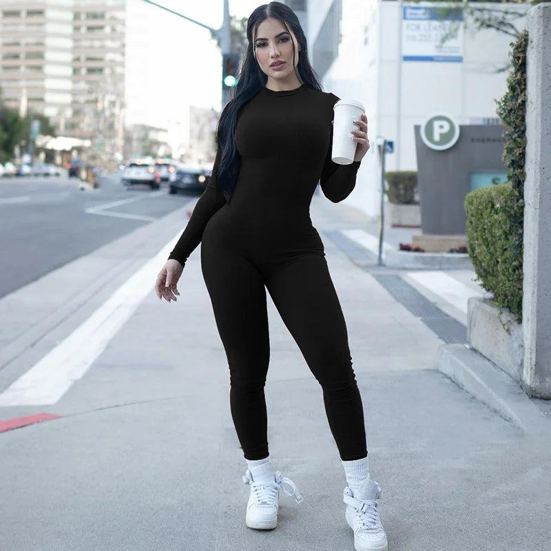 Fashion Solid Color Slim Jumpsuit