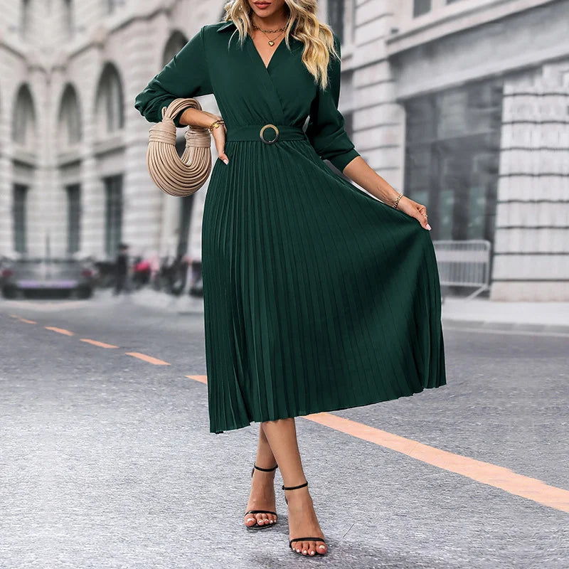 Elegant Long Sleeve Dress Long Skirt