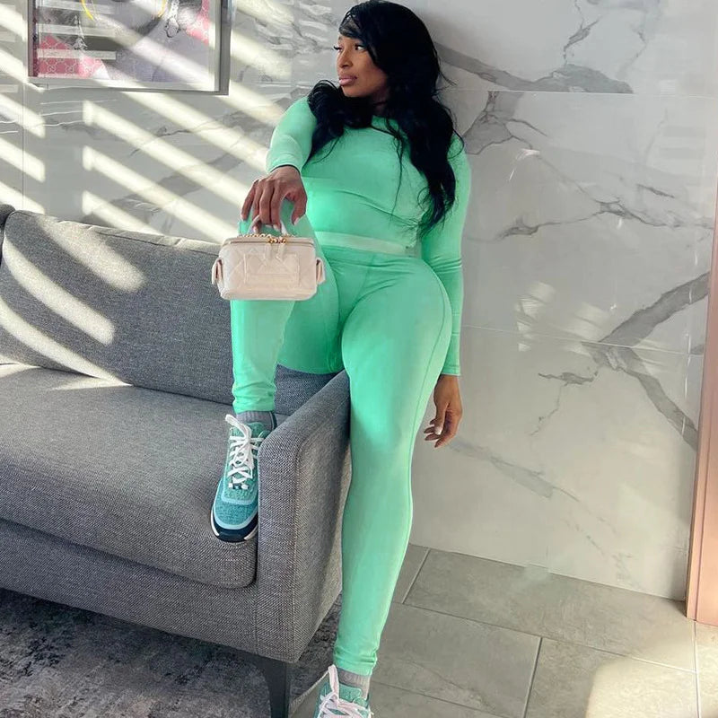 Long Sleeve Top And Tight Leggings Set
