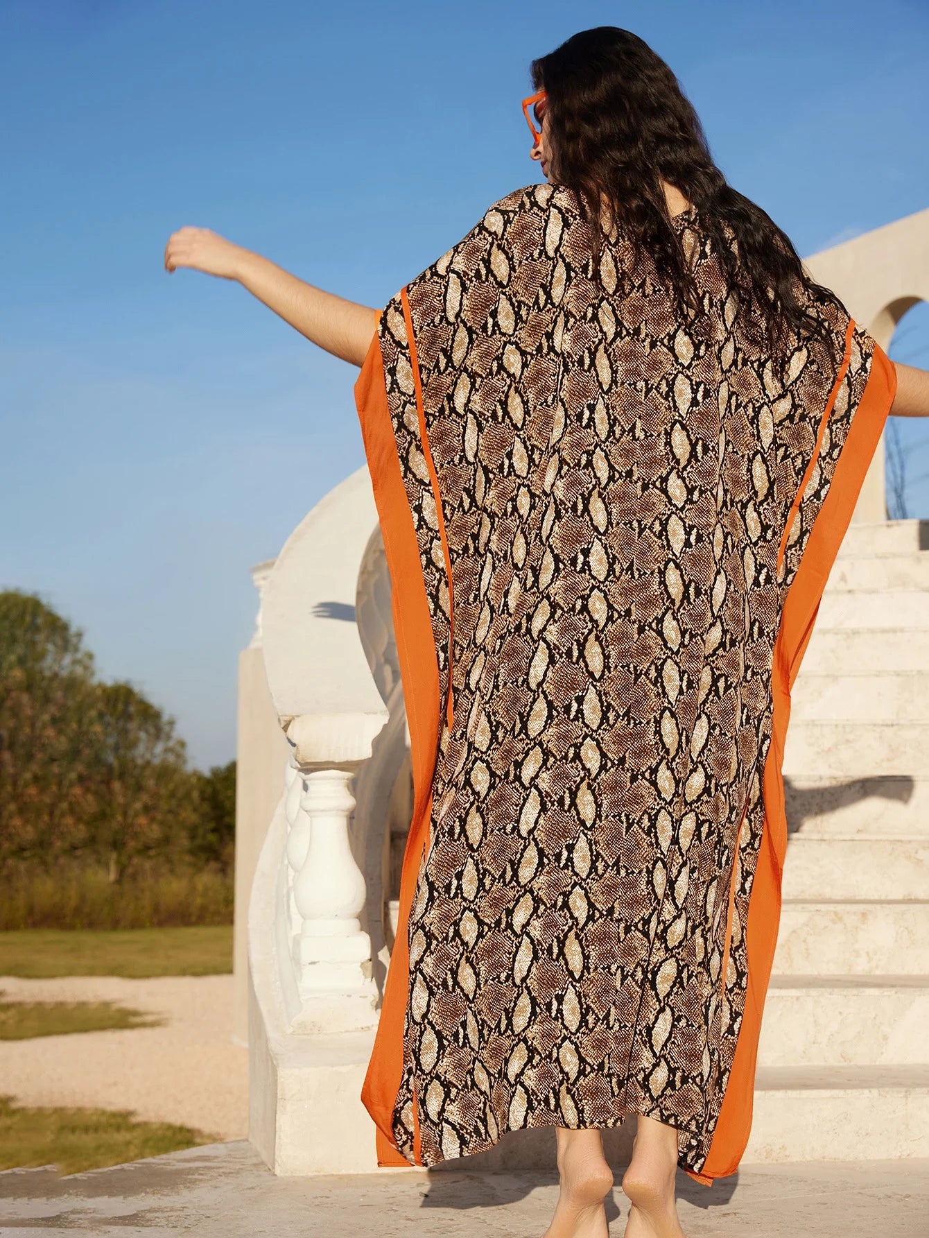 Snake Print Cotton Beach Robe