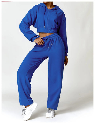 Casual Loose Long Sleeve Zipper Hooded Sweatshirt