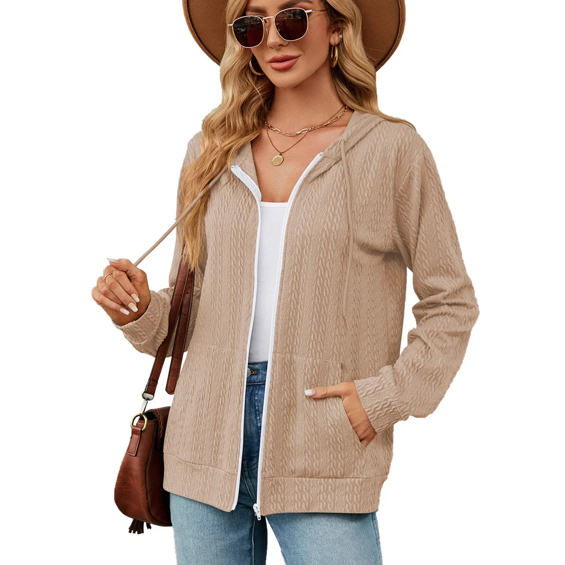 Hoodie Zipper Cardigan Pocket Hoodie Woman