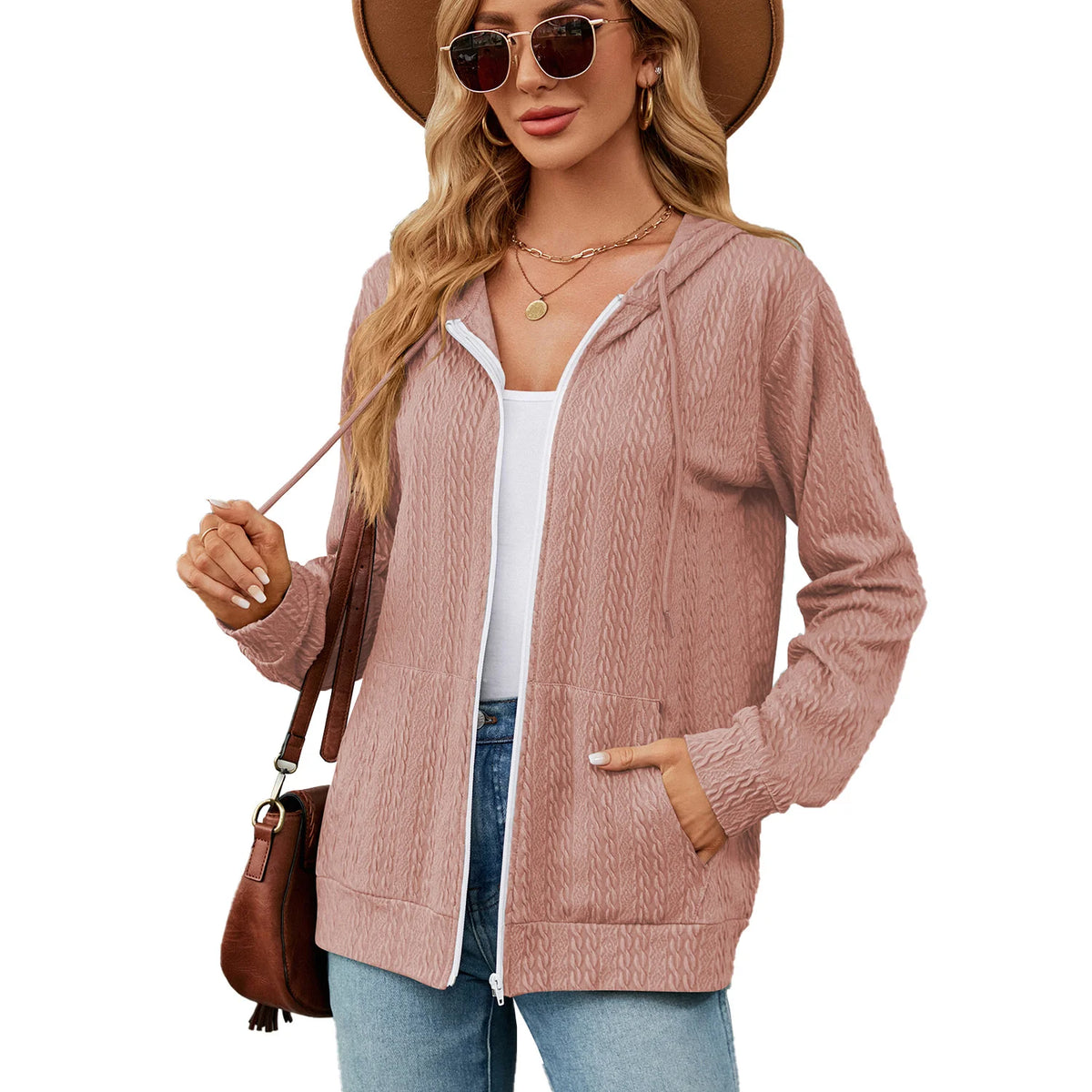 Hoodie Zipper Cardigan Pocket Hoodie Woman