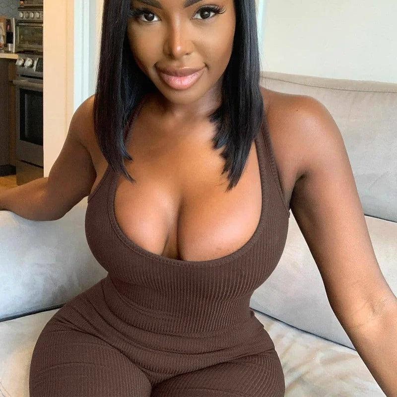 Solid Color High Waisted Tight Sports Yoga Jumpsuit