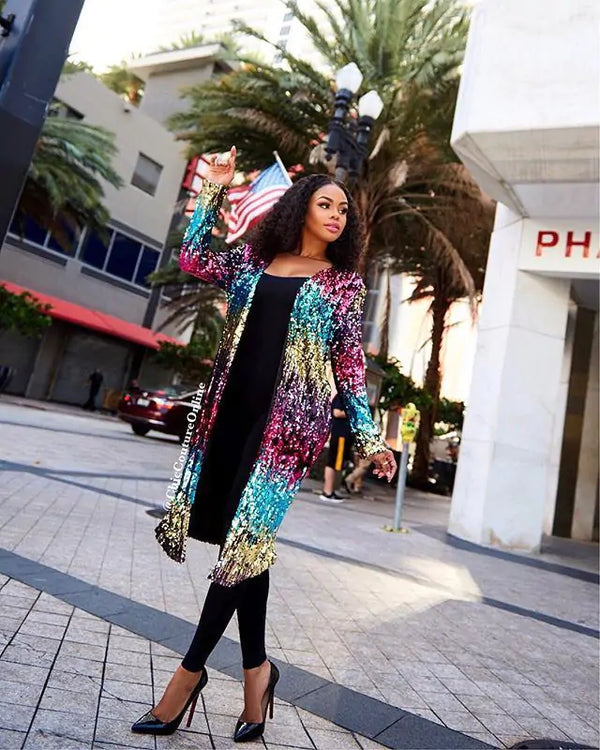 Colorful Sequin Cardigan Jacket