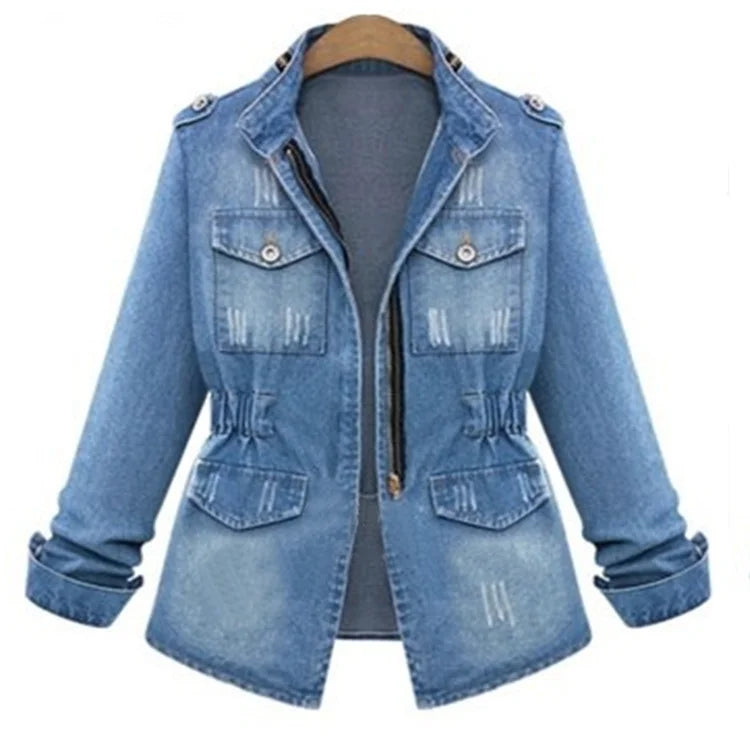 Ladies’ Denim Stand Up Slim Figure Jacket