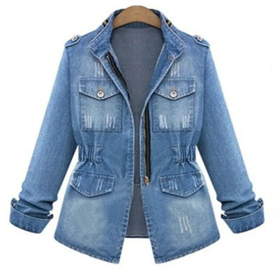 Ladies’ Denim Stand Up Slim Figure Jacket