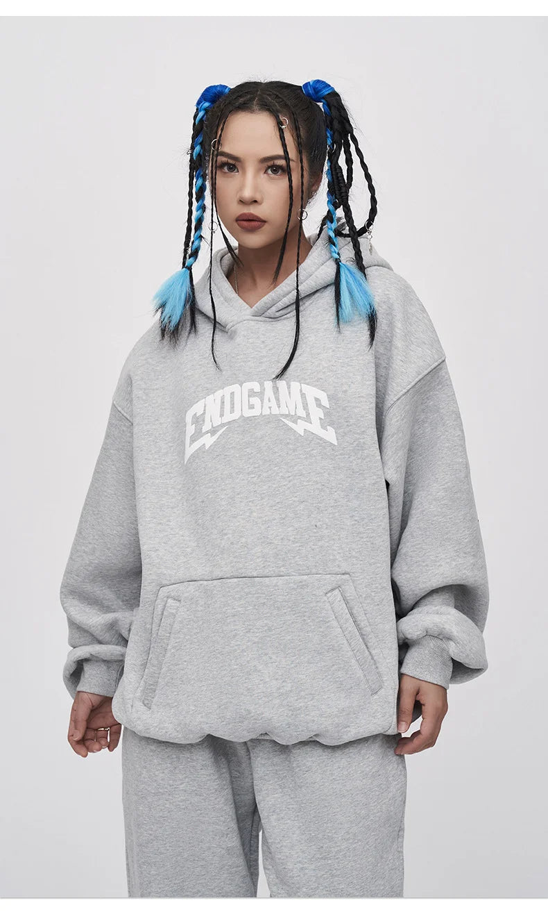 Fleece Hoodie Foam Printed Loose Jacket