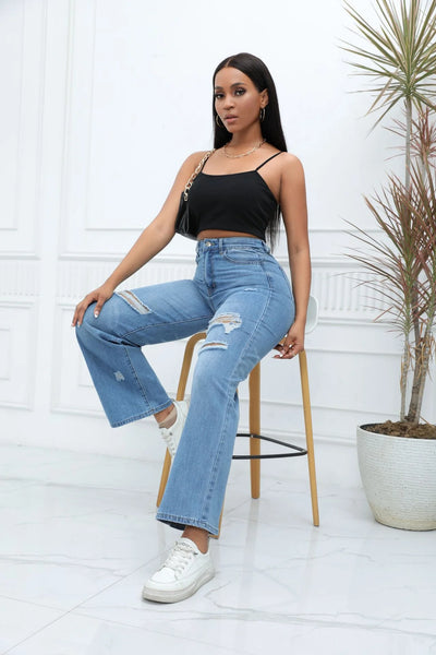 Wide Leg Ripped Jeans