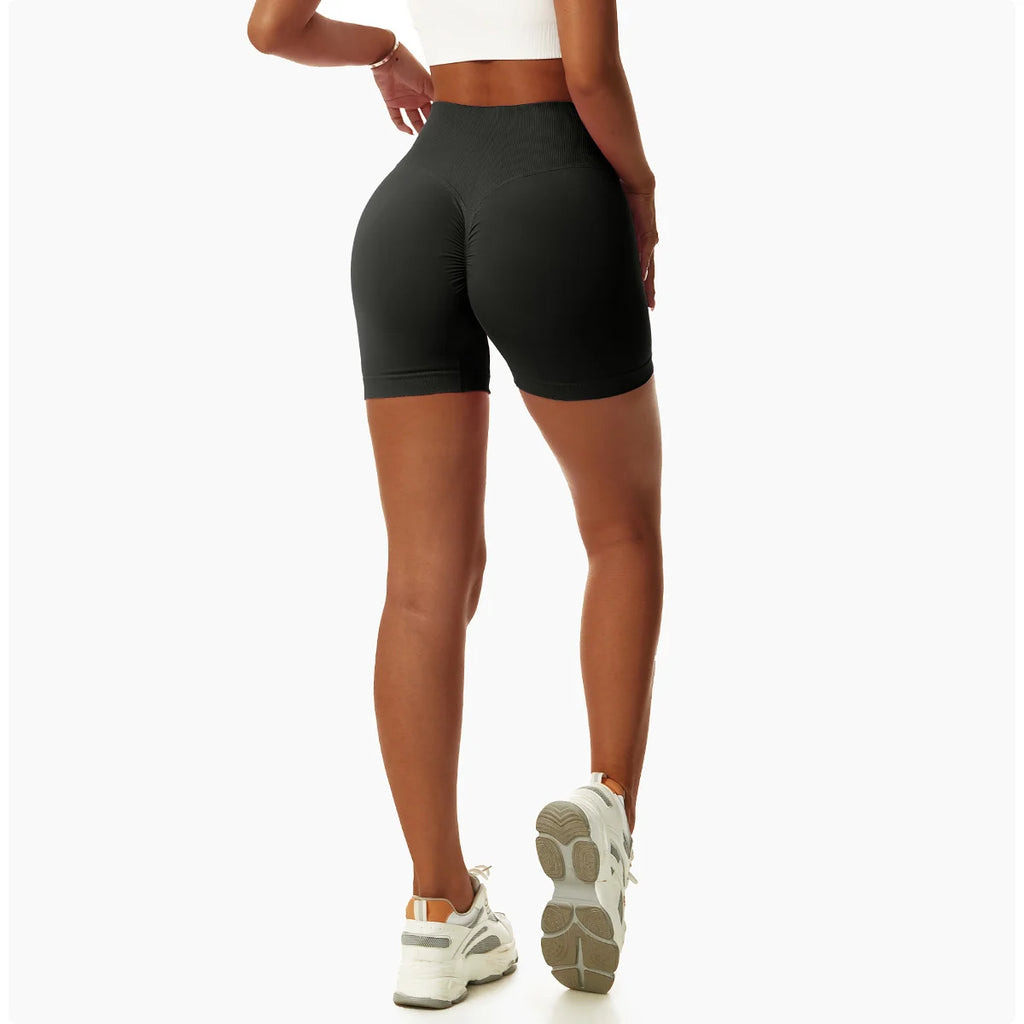 High Waist Running Gym Shorts Tight Fit Seamless Gym Shorts