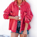 Ripped Long Sleeve Jeans Jacket with Crossed Lapel
