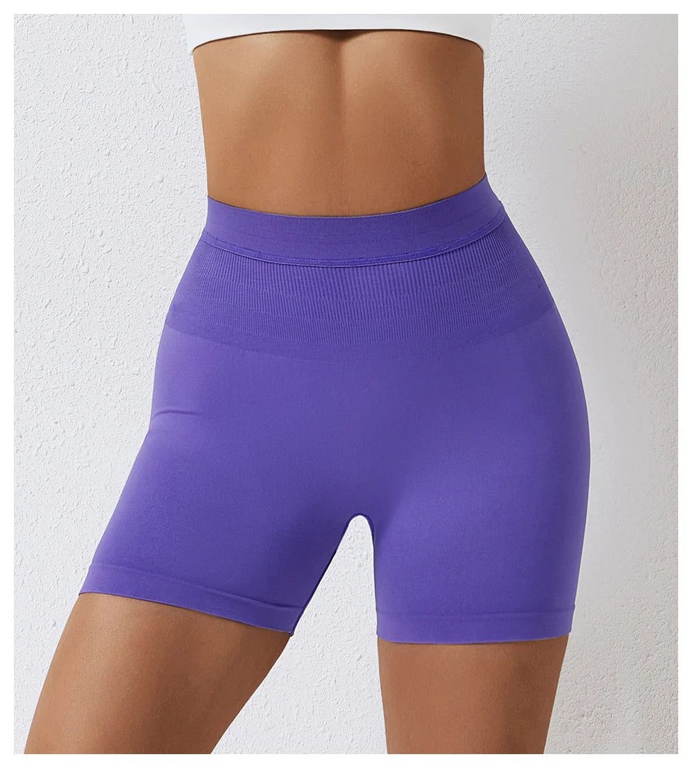 High Waist Seamless Yoga Shorts Women’s Peach Belly Lift Hip Lift Fitness Leggings Running Sports Shorts