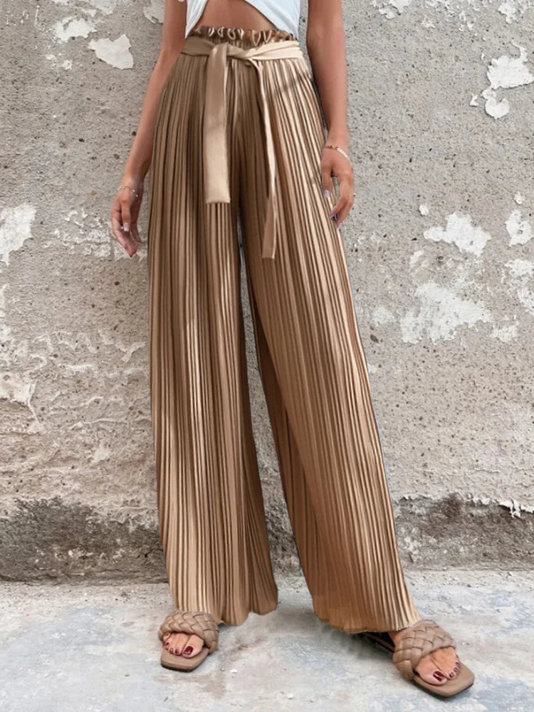 100 Pleated Drape Wide Leg Pants