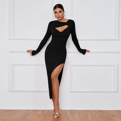 Sexy Slit Long Sleeve Dress