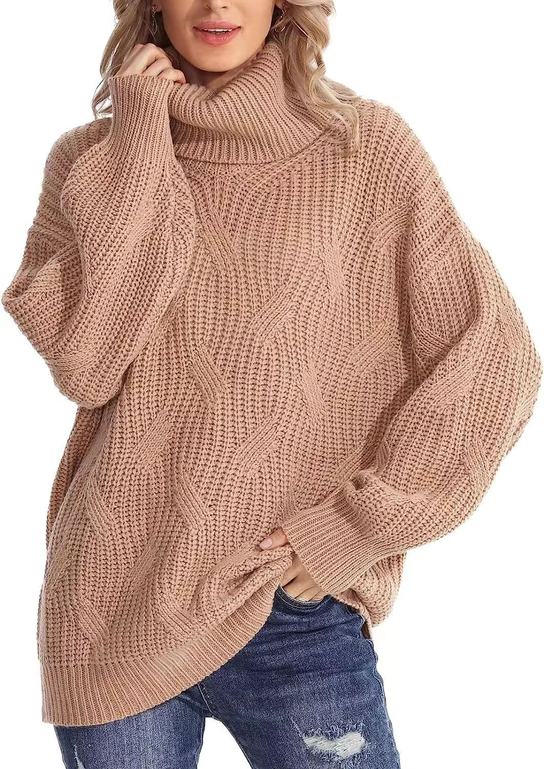 Loose Knitted Turtleneck Sweater