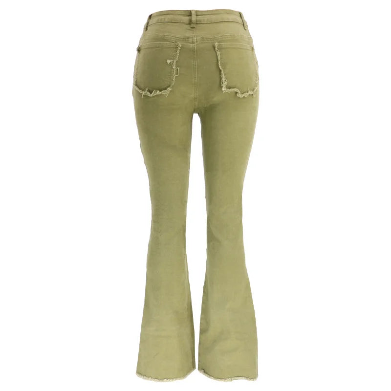 Contrast Patchwork High Waist Jeans