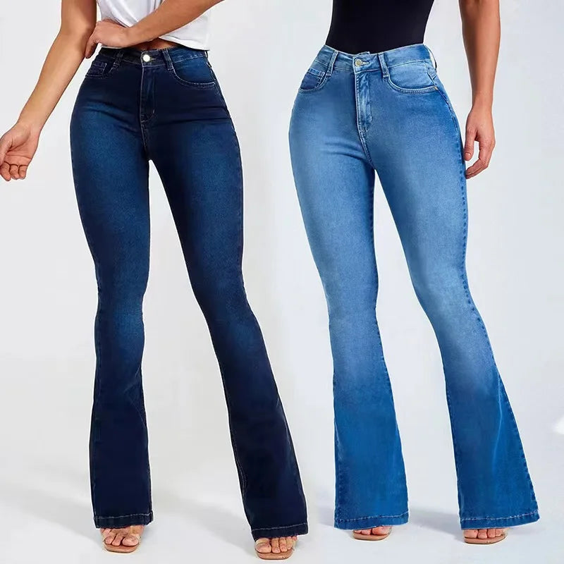 High Waist Slim Stretch Bell Bottomed Jeans