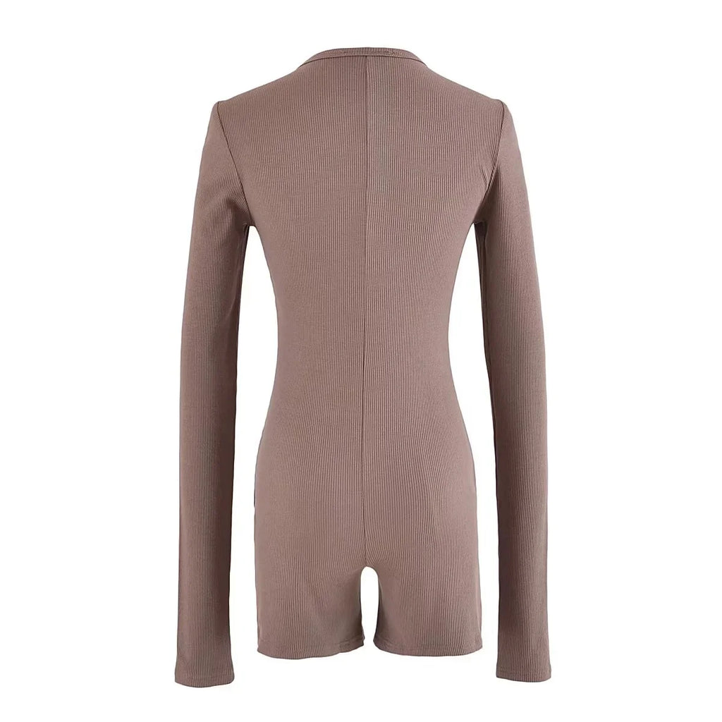 Round Neck Long Sleeve Jumpsuit
