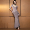 Set Of Tight-fitting T-shirt With Sleeves And Long Skirt