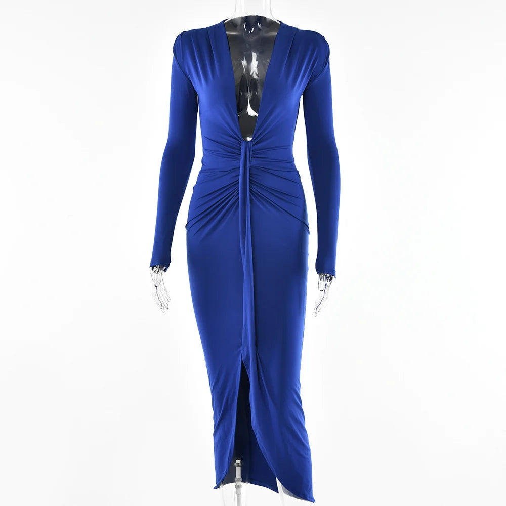 Summer Hot New Long Sleeved Waist Pleated Dress