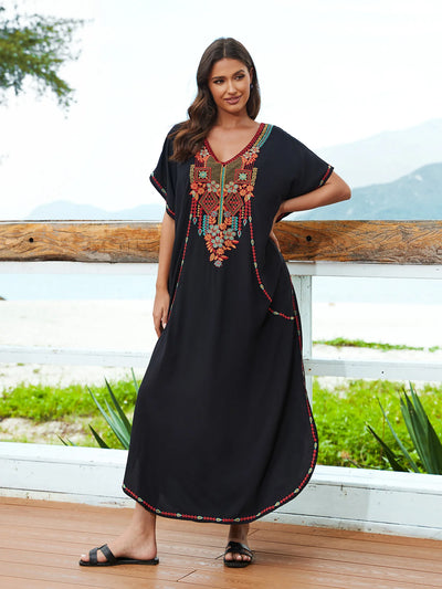 Embroidered Cotton Beach Robe