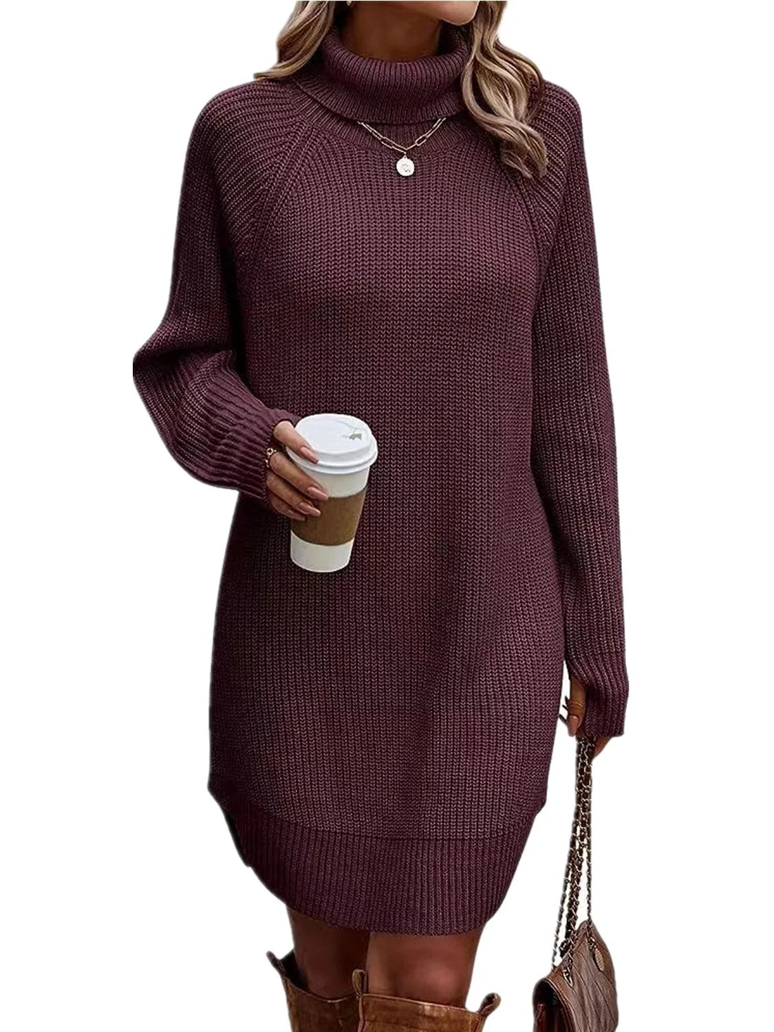 Fashion New High Necked Sweater Women’s Dress