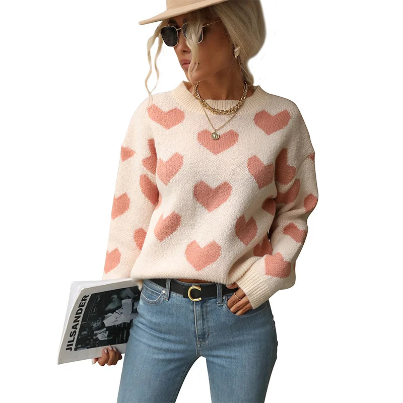 Casual Love Long Sleeved Pink Sweater
