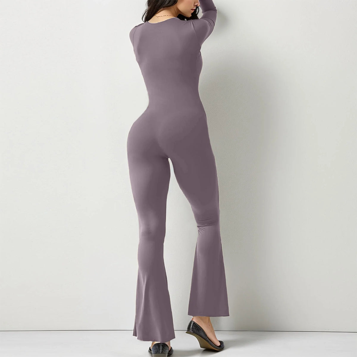 Wide-Leg Pants And Elastic Long Sleeves