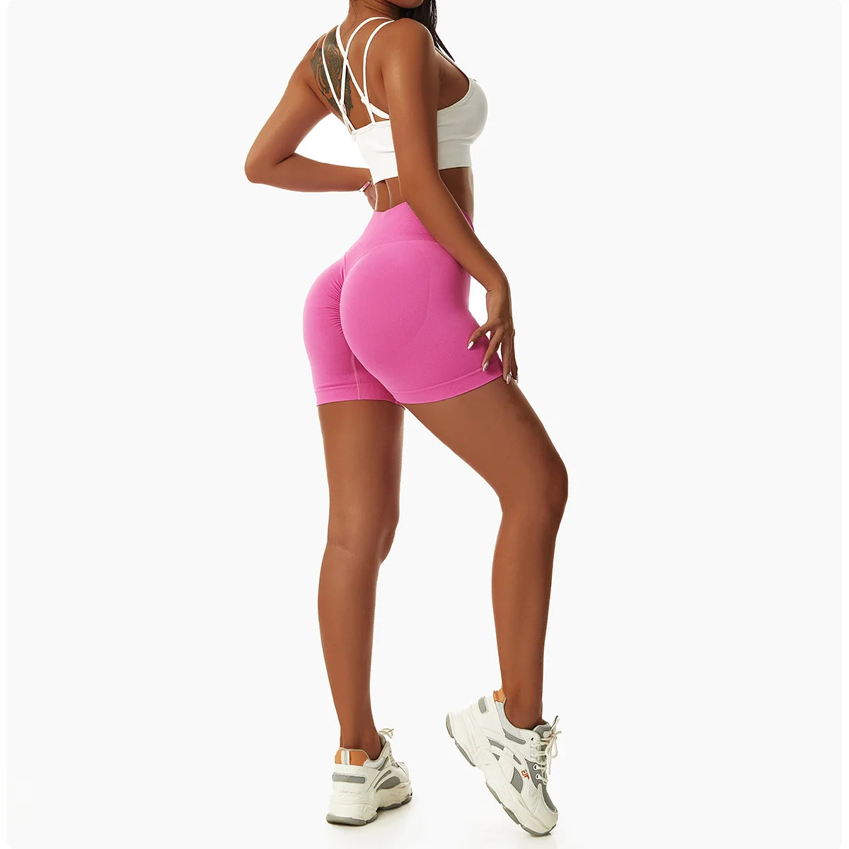 High Waist Running Gym Shorts Tight Fit Seamless Gym Shorts